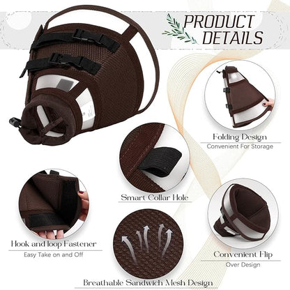 Dora Bridal Dog Cone Collar for Medium Dogs After Surgery, Soft Comfy Recovery Pet Cone Alternative, Adjustable Elizabethan Collar for Dogs to Stop Licking, Brown, M