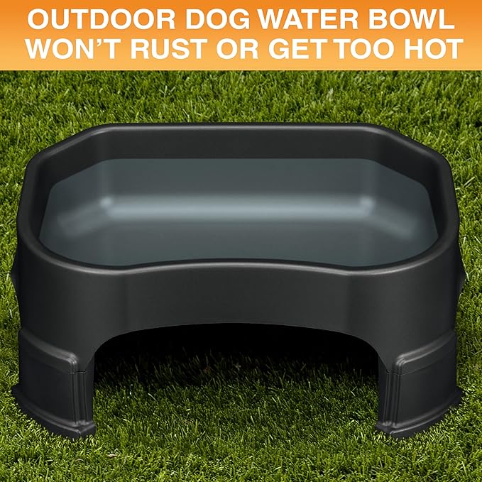 Neater Pet Brands Extra Large Water Bowl for Dogs, Elevated Outdoor Dog Water Bowl (1.25 Gallon XL Capacity), Big Trough Style Food Dish for Indoors or Outside, No Spill Large Dog Bowls, Black