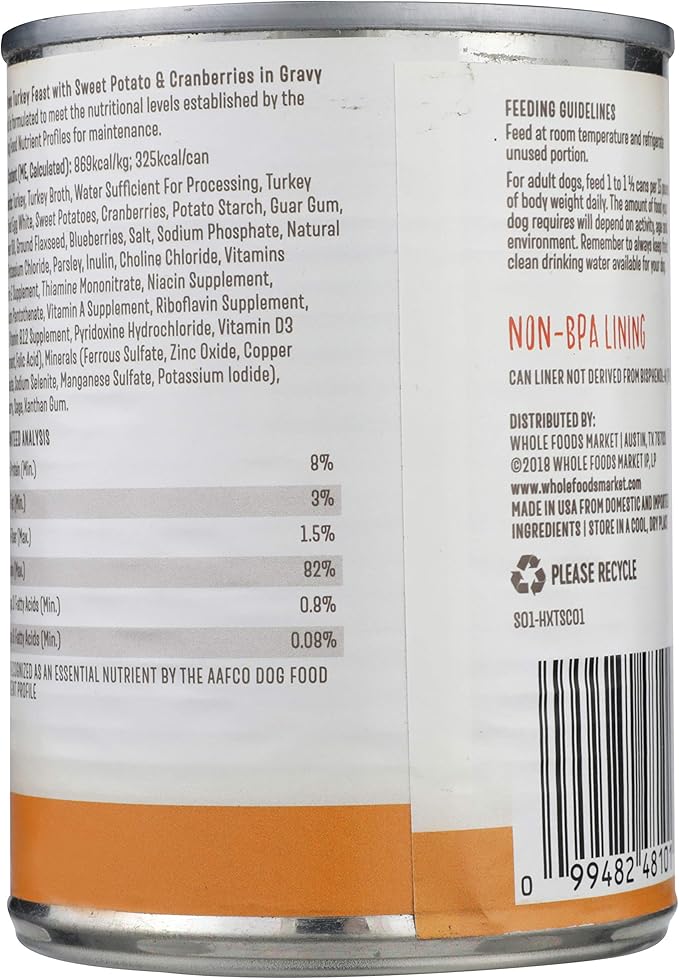 Whole Paws, Grain-Free Wet Dog Food, Turkey Feast with Sweet Potato & Cranberries in Gravy, 13.2 Ounce