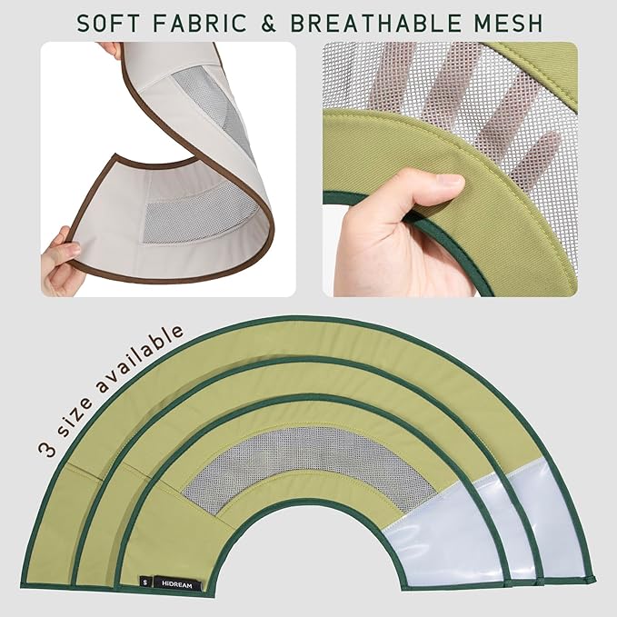 Breathable Soft Dog Recovery Cone Collar After Surgery, Adjustable Lightweight Elizabethan Collar with Air Mesh for Cats, Protective Collar to Stop Licking for Puppy, Khaki, M