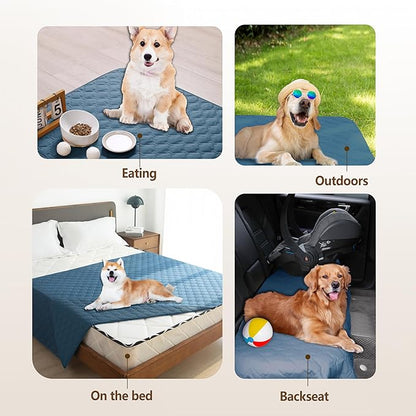 gogobunny 3X Stronger Waterproof Pet Blanket, Scratch Proof Furniture Protector for Dogs Cats, Reversible Cover 32x53 Inch, Dark Blue