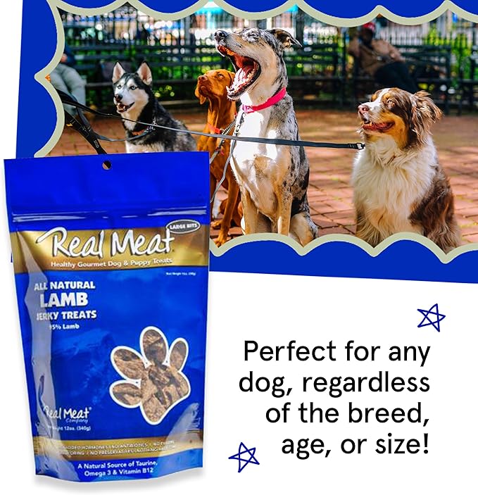 Real Meat Dog Treats - Two 12oz Bag of Bite-Sized Air-Dried Lamb Jerky for Dogs - Grain-Free Jerky Dog Treat Made up of 95% Free-Range, Grass Fed Lamb - All-Natural High Protein Dog Treat