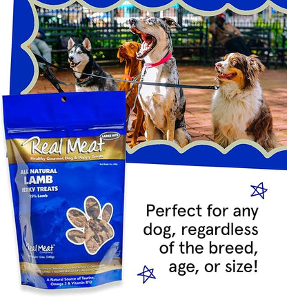 Real Meat Dog Treats - 12oz Bag of Bite-Sized Air-Dried Lamb Jerky for Dogs - Grain-Free Jerky Dog Treats, Free-Range, Grass Fed Lamb - All-Natural High Protein