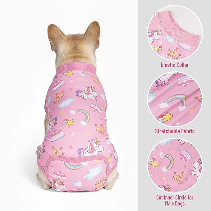 cyeollo Recovery Suit for Dogs Surgery Suit Female Spay Soft Pet Onesie Bodysuit After Sugery Male Dog Neuter Pet Clothes Medium Large Dogs Surgical Recovery Shirt, Unicorn XL