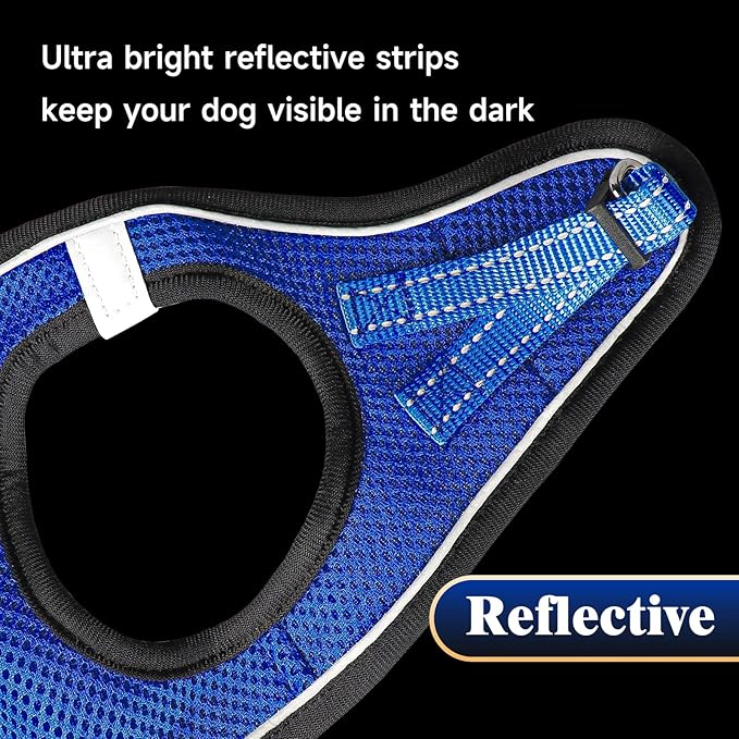 YIMEIS Dog Harness and Leash Set, No Pull Soft Mesh Pet Harness, Reflective Adjustable Puppy Vest for Small Medium Large Dogs, Cats (Royal Blue & Black, Medium (Pack of 1)