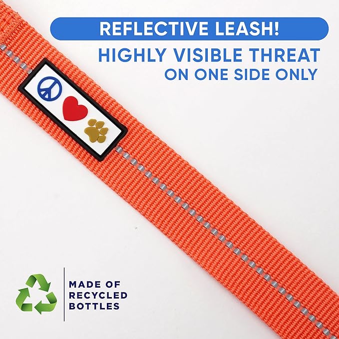 Pawtitas Coral Dog Leash 6 ft XS/S Reflective Durable Lightweight Recycled Lead for Small Dogs and Puppies