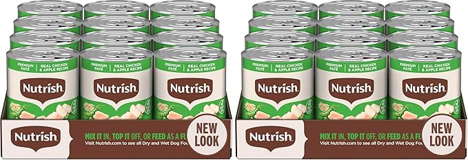 Nutrish Premium Paté Wet Dog Food,Real Chicken & Apple Recipe Whole Health Blend,13 oz. Can,(Rachael Ray),(Pack of 24)