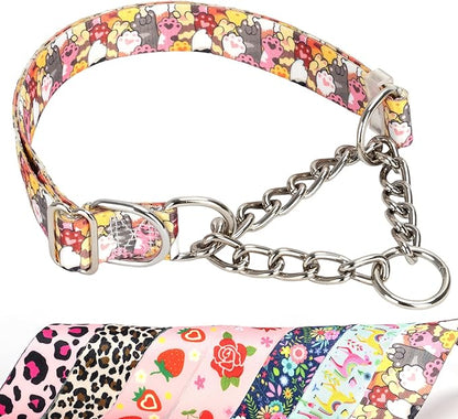Choke Collar for Dogs - Cartoon Dog Adjustable Training Slip Collar with Chain, Anti Pull Design for Medium & Large Dogs(L)