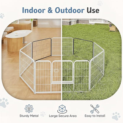 DUMOS Dog Playpen Indoor, Metal 32 Inch 2 Panels Foldable Pet Fence with Door, Outdoor Small Medium Large Dog Puppy Portable Exercise Play Pen for RV Camping, Trips, Play Yard