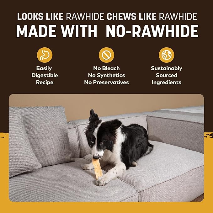 Earth Animal No Hide Strips - Natural Rawhide Free Dog Chew Strips, Peanut Butter - 4 Count