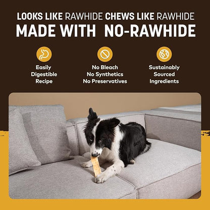 Earth Animal No Hide Strips - Natural Rawhide Free Dog Chew Strips, Peanut Butter - 4 Count