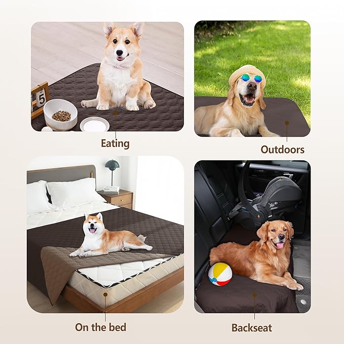 gogobunny 100% Double Sided Waterproof Dog Blanket Soft Pet Bed Cover Reversible Protect Furniture Couch Sofa Car for Puppy Large Dog Cat (Dark Coffee/Light Coffee, 68x82 Inch (Pack of 1))
