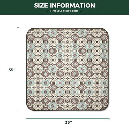 FXW Washable Pee Pads for Dogs, Puppy Pads with Super Absorbent, Specifically Designed for Potty Training, 35" Square, Tribal Beige, 2 Packs