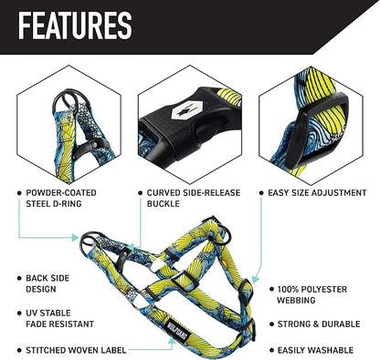 Wolfgang Heavy Duty Adjustable Dog Harness, Pull-Tested to Over 800 lbs for Walking & Training, DawnPatrol Print, Medium