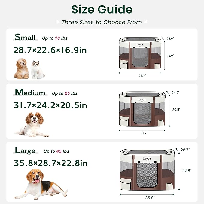 Love's cabin Pet Puppy Dog Playpen, Large Dog Tent Crates Cage Indoor/Outdoor, Portable Exercise Playpen for Cat, Foldable Pop Up Dog Kennel Playpen with Carring Case (L, Brown)