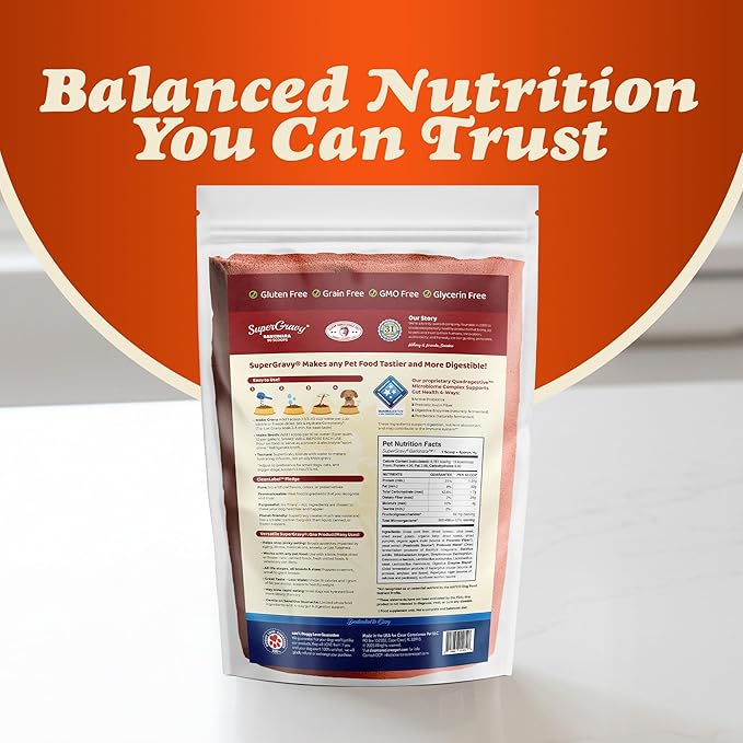 CLEAR CONSCIENCE PET® Barkinara™ SuperGravy® Natural Dog Food Gravy Topper, Hydration Broth Mix, Gluten and Grain Free Kibble Seasoning Powder Topper for Picky Eaters (13.5 oz. (90 Scoop))