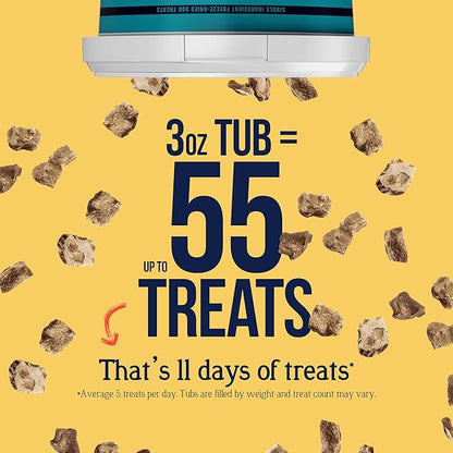 Stewart 100% Chicken Liver Dog Treats, 3 oz Tub, ~55 Pieces, Freeze Dried Raw, Single Ingredient, 60% Protein Training Treats or Meal Topper, Grain Free, Gluten Free