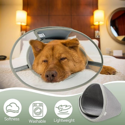 Soft Dog Cone Collar for Large Medium Small Dogs After Surgery, Adjustable Pet Recovery E-Collar, Elizabethan Collar for Dogs and Cats, Grey XLarge