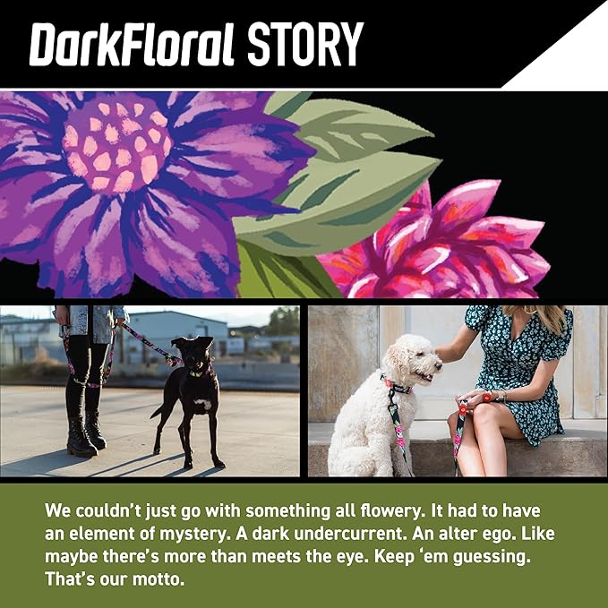 Wolfgang Heavy Duty Dog Leash, Pull-Tested to Over 800 lbs for Walking & Training, DarkFloral Print, Large