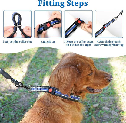 Mayerzon Martingale Collar for Dogs, No Pull Dog Collar with Reflective Strip for Small Medium Large Dogs, Anti Pulling Dog Collar with Buckle for Walking Training, Safe for Night Walk(Black, L)