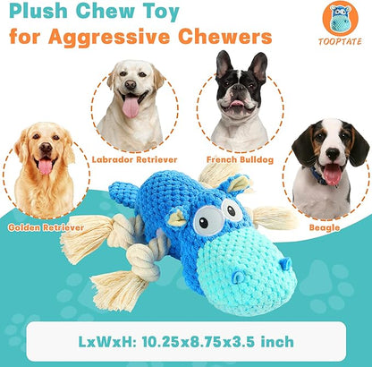 TOOPTATE Dog Toys for Aggressive Chewers - Dog Toys to Keep Them Busy Squeaky Dog Toys for Large Dogs (Blue, Medium)