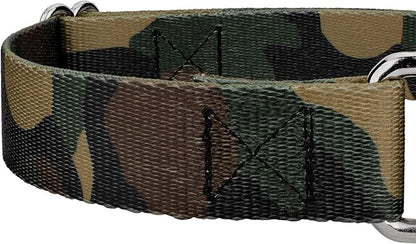 Country Brook Petz - Woodland Camo Martingale Dog Collar and Leash - Camouflage Collection Featuring Rugged Designs (5/8 Inch, Small)