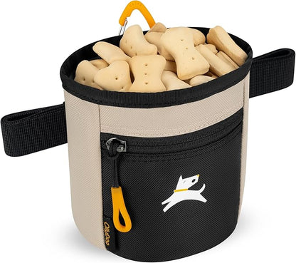 OllyDog Goodie Treat Bag, Dog Treat Pouch, Waist Belt Clip for Hands-Free Training, Magnetic Closure, Dog Training and Behavior Aids, Three Ways to Wear (Con Leche)