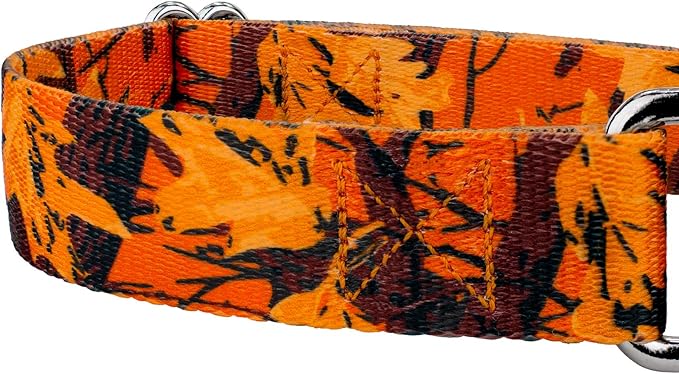 Country Brook Petz - Orange Sunset Camo Martingale Dog Collar and Leash - Camouflage Collection Featuring Rugged Designs (1 Inch, Extra Large)
