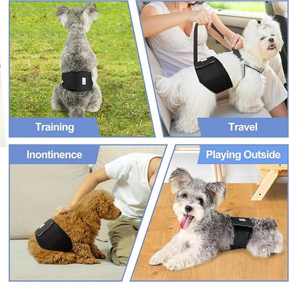 5 Pack Dog Diapers Male Reusable, Premium Belly Bands for Male Dogs, High Absorbing Dog Pee Wraps for Doggie in Incontinence or Excitable Urination and Training Black S