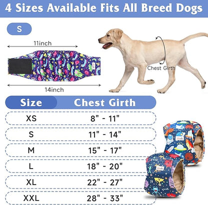 5 Pack Dog Diapers Male Reusable, Premium Belly Bands for Dogs, High Absorbing Male Dog Pee Wraps for Doggie in Incontinence or Excitable Urination and Training Cartoon XL