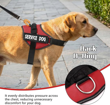 MUMUPET Service Dog Vest, No Pull Reflective Adjustable Harness with Handle, Soft Breathable Padding for Large Dogs, 2 Removable Velcro Patches (Red, XL)