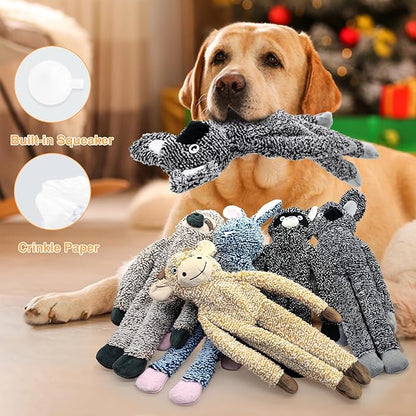BUYPOW Cattle No Stuffing Dog Toys for Large Dogs, Squeaky Crinkle Interactive Dog Animals, Plush Teething Toys to Keep Them Busy, Cute Funny Dogs Gifts for Small Medium Large Breed