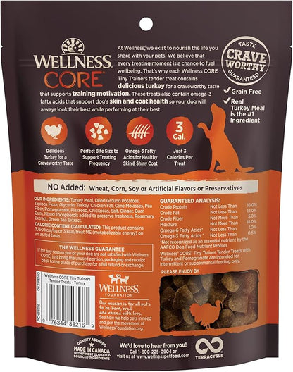 Wellness CORE Tiny Trainers Dog Treats,Natural,Training Treat,Grain Free,Turkey & Pomegranate (6 Ounce Bag),(Pack of 2)