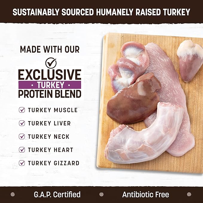 Earth Animal Wisdom Air Dried Dog Food - Turkey Recipe Premium Natural Dry Dog Food for All Breeds & Ages - 8 Lbs Bag
