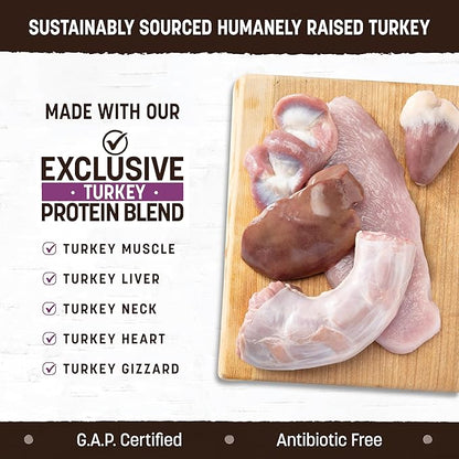 Earth Animal Wisdom Air Dried Dog Food - Turkey Recipe Premium Natural Dry Dog Food for All Breeds & Ages - 2 Lbs Bag