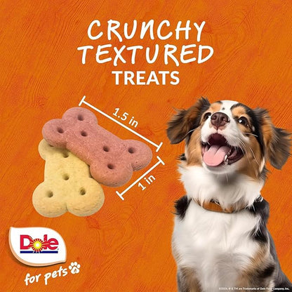 Dole for Pets Dog Biscuits Assorted Banana + Strawberry Mix, Real Fruit Flavor Vegan Crunchy Treats, No Wheat Corn Soy or Artificial Additives, Bite Size Training Snacks for Dogs, 7 Oz - 6 Pack