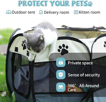 SENCONE Portable Pet Playpen, Dog Playpen Foldable Pet Exercise Pen Tents Cat House Playground for Puppy Kitten Indoor Outdoor Travel Camping Use
