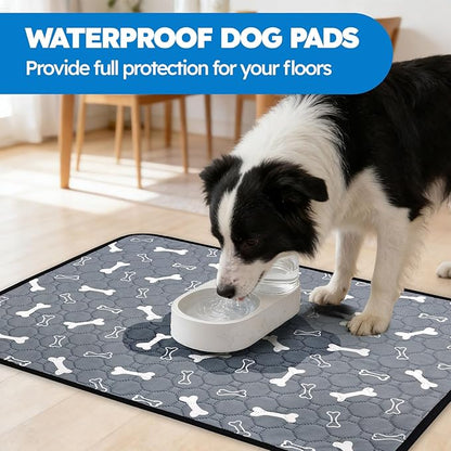 Washable Pee Pads for Dogs, Absorbent Reusable Puppy Training Pads, Leakproof, Non-Slip, Waterproof Cat Doggie Pad Pet Potty Mat for Indoor&Outdoor, Whelping, Playpen, Crate, Gray 28"x40"