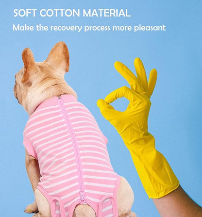 Dog Recovery Suit Female,Pink Large Surgery Recovery Shirt,Pink-White Striped XL
