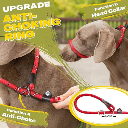 Fida Durable Slip Lead Bulk Pack of 5, Heavy Duty 1/2" x 6 FT Comfortable Strong Rope Slip Lead for Large, Medium & Small Dogs No Pulling Pet Training Leash with Highly Reflective Red