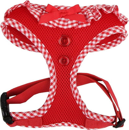Puppia Vivien Dog Harness Over-the-Head All Season Cute No Pull No Choke Walking Training Adjustable for Small Dog, Red, X-Small