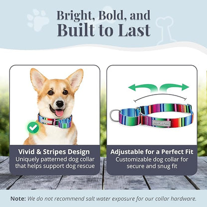 Lucky Love Dog Martingale Dog Collar & Leash - Adjustable, No-Slip, Durable, Comfortable, Soft Webbing, & Stylish Patterned Collar & Leash Set for Male and Female Dogs - Nacho Combo, Small
