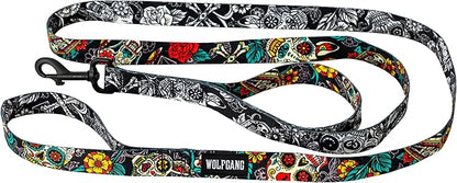 Wolfgang Heavy Duty Dog Leash, Pull-Tested for Walking & Training, LosMuertos Print, Dual Handle Large