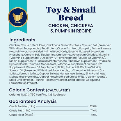 Solid Gold Toy & Small Breed Dry Dog Food Small Bites – Chicken, Grain Free Gluten Free, High Fiber Kibble w/Probiotics for Gut & Digestion – All Ages – NutrientBoost™ – 11LB