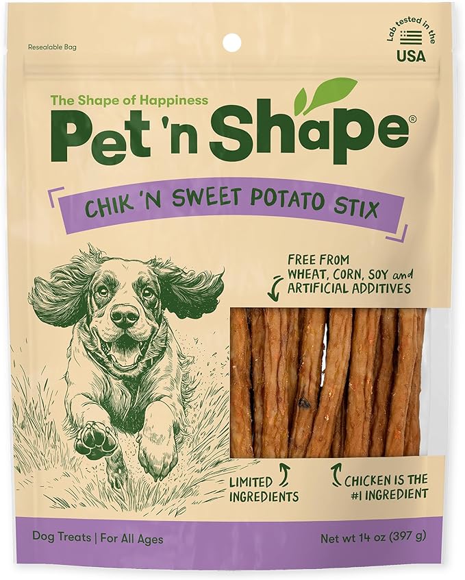 Pet 'n Shape Chik 'n Sweet Potato Stix Dog Treats – Made and Sourced in the USA - 14 Ounce