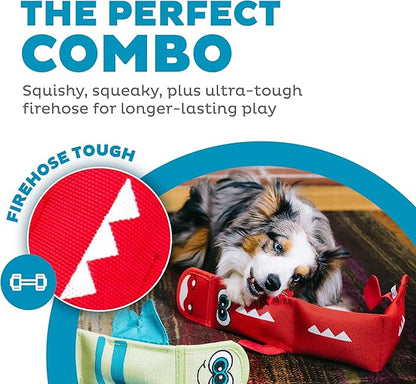 Outward Hound Fire Biterz Dragon Plush Firehose Material Interactive Dog Toy, Large