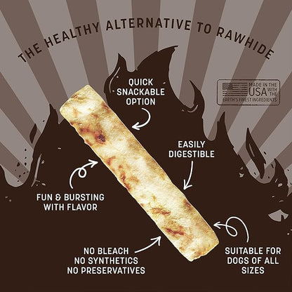 Earth Animal No Hide Strips - Natural Rawhide Free Dog Chew Strips, Barbeque Smoked Chicken & Turkey - 4 Count