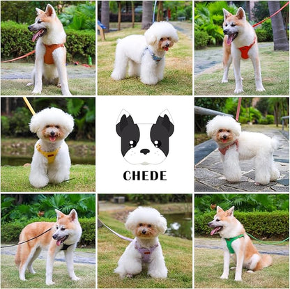 CHEDE No Pull Puppy Harness and Multifunction Dog Leash Set- 8 Colors Soft Adjustable No Choke Escape Proof Cute,Lightweight Pet Vest Harness for Small and Medium Dog (M, Yellow)