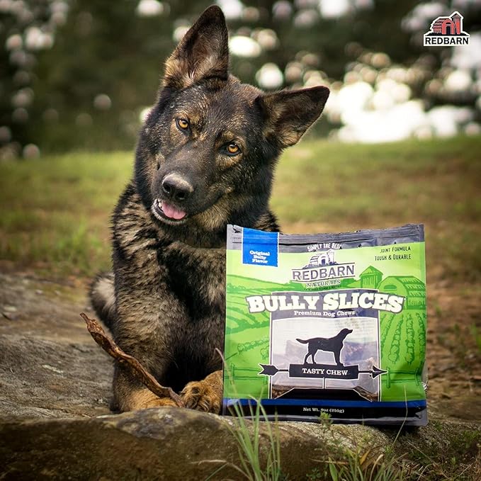 Redbarn Pet Products All-Natural Rawhide Bully Slices - Bully Stick Flavor - Premium Grain-Free Beef Hide Treats High Protein Low Fat for Chewers - 9 oz Bag