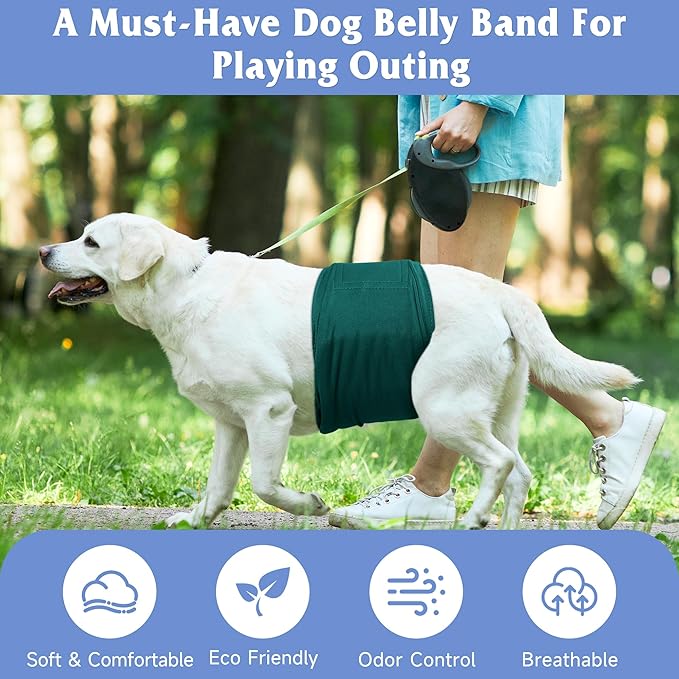 5 Pack Dog Diapers Male Reusable, Premium Belly Bands for Dogs, High Absorbing Male Dog Pee Wraps for Doggie in Incontinence or Excitable Urination Red S